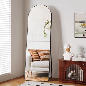 Clevich Full Length Mirror 162 x 53cm, Arched Wall-Mounted and Floor Mirror with Metal Stand & Aluminum Frame, Full Body Standing Mirror for Living Room Bedroom Dressing Room Bathroom Hallway Clevich Full Length Mirror 162 x 53cm, Arched Wall-Mounted and Floor Mirror with Metal Stand & Aluminum Frame, Full Body Standing Mirror for Living Room Bedroom Dressing Room Bathroom Hallway