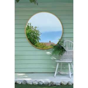 MirrorOutlet The Fenestra Gold edged Modern Round Circular Garden Wall Mirror 39" X 39" (100CM X 100CM) Silver Mirror Glass with Black Metal Frame MirrorOutlet The Fenestra Gold edged Modern Round Circular Garden Wall Mirror 39" X 39" (100CM X 100CM) Silver Mirror Glass with Black Metal Frame