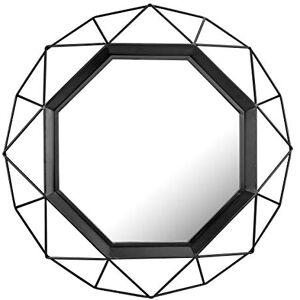 Stonebriar Decorative 28" Geometric Metal Frame Hanging Wall Mirror with Mounting Brackets, Black Stonebriar Decorative 28" Geometric Metal Frame Hanging Wall Mirror with Mounting Brackets, Black