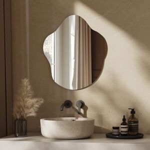 EMKE Frameless Asymmetrical Wall Mounted Vanity Mirror, 450x600mm Irregular Wall Mirror for Bathroom, Bedroom, Living Room, Entryway Wall Decor, Unique Design Mirror EMKE Frameless Asymmetrical Wall Mounted Vanity Mirror, 450x600mm Irregular Wall Mirror for Bathroom, Bedroom, Living Room, Entryway Wall Decor, Unique Design Mirror