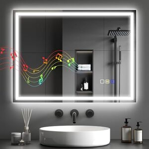 HOMCOM 600 x 800 mm Bluetooth LED Bathroom Mirror, Illuminated Backlit Vanity Mirror with 3 Colours Dimmable, Anti-Fog, Memory Function, Touch Sensor, IP44 HOMCOM 600 x 800 mm Bluetooth LED Bathroom Mirror, Illuminated Backlit Vanity Mirror with 3 Colours Dimmable, Anti-Fog, Memory Function, Touch Sensor, IP44