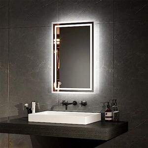 EMKE Bathroom Led Mirror, Wall Mounted Bathroom Mirror with Demister 400x600mm EMKE Bathroom Led Mirror, Wall Mounted Bathroom Mirror with Demister 400x600mm