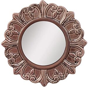 Stonebriar Decorative Round Burnt Umber Ceramic Wall Mirror Elegant Home Décor for Living Room, Kitchen, Bedroom, or Hallway, 9", Warm Taupe Stonebriar Decorative Round Burnt Umber Ceramic Wall Mirror Elegant Home Décor for Living Room, Kitchen, Bedroom, or Hallway, 9", Warm Taupe