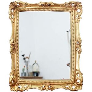 Funerom Vintage 11 x 9.5 inch Decorative Mirror, Wall Mounted & Tabletop Makeup Mirror ,Square Antique Gold Funerom Vintage 11 x 9.5 inch Decorative Mirror, Wall Mounted & Tabletop Makeup Mirror ,Square Antique Gold