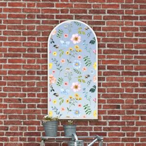 MirrorOutlet The Typis White Metal Frame Edged Modern Round Arch Edge Garden Wall Mirror With Colour Flower Printed Decal 47" x 24" (120CM X 60CM) Silver Mirror Glass with White Frame MirrorOutlet The Typis White Metal Frame Edged Modern Round Arch Edge Garden Wall Mirror With Colour Flower Printed Decal 47" x 24" (120CM X 60CM) Silver Mirror Glass with White Frame