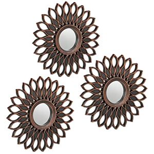 Relaxdays Set of 3 Mirrors, Floral Decor, Ø 25 cm, Round, Wall Mounted, Plastic Frame, Bedroom & Hallway, Bronze/Black Relaxdays Set of 3 Mirrors, Floral Decor, Ø 25 cm, Round, Wall Mounted, Plastic Frame, Bedroom & Hallway, Bronze/Black