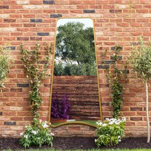 Mirroroutlet Gold Metal Trapezoid Garden Mirror - Modern 79x38cm Mirroroutlet Gold Metal Trapezoid Garden Mirror - Modern 79x38cm