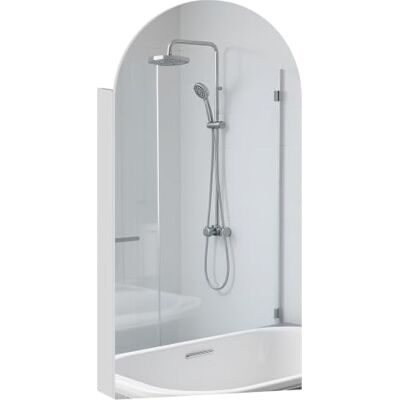 HOMCOM Bathroom Mirror Cabinet Wall Mounted Modern 40 x 12 x 80 cm White Bathroom Wall Cabinet, Frameless Arch Mirror, Adjustable Glass Shelves HOMCOM Bathroom Mirror Cabinet Wall Mounted Modern 40 x 12 x 80 cm White Bathroom Wall Cabinet, Frameless Arch Mirror, Adjustable Glass Shelves