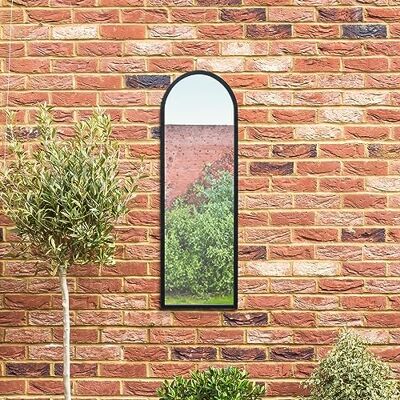 Black Metal Framed Arched Garden Wall Mirror - 47" x 16" Black Metal Framed Arched Garden Wall Mirror - 47" x 16"