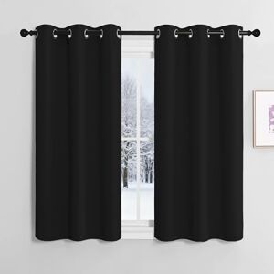 NICETOWN Curtain Black Opaque Short Curtains with Eyelets Set of 2 Thermal Curtains Cold Protection Window Curtain Modern Curtains Living Room Short Blackout Curtain Panel Curtains, H 137 x W 107 cm NICETOWN Curtain Black Opaque Short Curtains with Eyelets Set of 2 Thermal Curtains Cold Protection Window Curtain Modern Curtains Living Room Short Blackout Curtain Panel Curtains, H 137 x W 107 cm