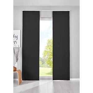 Gardinenbox Newyork 202020680-2 Set of 2 Blackout Sliding Curtains, Panel Carrier, Opaque Thermal Sliding Curtain, 145 x 60 cm, Black Panel Curtains Gardinenbox Newyork 202020680-2 Set of 2 Blackout Sliding Curtains, Panel Carrier, Opaque Thermal Sliding Curtain, 145 x 60 cm, Black Panel Curtains