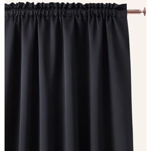 ROOM99 Aura Curtain with Ruffle Tape, Width 140 x Height 230 cm, Blackout Sliding Curtains, Decorative Modern Curtain for Living Room, Bedroom, Black ROOM99 Aura Curtain with Ruffle Tape, Width 140 x Height 230 cm, Blackout Sliding Curtains, Decorative Modern Curtain for Living Room, Bedroom, Black