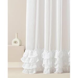 ROOM99 Flavia Curtain with Ruffle Tape, 140 x 250 cm, Width x Height Living Room, Transparent, Modern Curtain Scarf, Living Room, Bedroom, for Rail System, White, Pack of 1 ROOM99 Flavia Curtain with Ruffle Tape, 140 x 250 cm, Width x Height Living Room, Transparent, Modern Curtain Scarf, Living Room, Bedroom, for Rail System, White, Pack of 1
