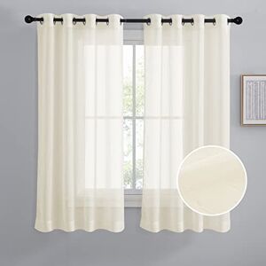 NICETOWN Crushed Sheer Curtains 63 inch Long, Grommet Crinkled Voile Sheer Light and Airy Drapes Window Treatment for Kitchen/Bedroom/Bathroom (52 inch Wide Each Panel, Beige, 2 Pieces) NICETOWN Crushed Sheer Curtains 63 inch Long, Grommet Crinkled Voile Sheer Light and Airy Drapes Window Treatment for Kitchen/Bedroom/Bathroom (52 inch Wide Each Panel, Beige, 2 Pieces)