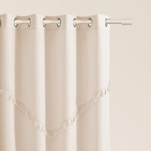 ROOM99 Chloe Curtain with Silver Eyelets 140 x 260 cm Width x Height Sliding Curtains Modern Curtain Living Room Bedroom Light Cream 1 Piece ROOM99 Chloe Curtain with Silver Eyelets 140 x 260 cm Width x Height Sliding Curtains Modern Curtain Living Room Bedroom Light Cream 1 Piece