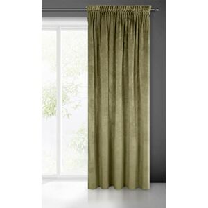Eurofirany VILLA Soft Plain Opaque Velvet Curtain with Tape For Rail 1 Unit, Fluffy Panel Drape Classic Glamour Elegant Living Room, Bedroom, 290 g/m2, W55 x L106, Olive Green Eurofirany VILLA Soft Plain Opaque Velvet Curtain with Tape For Rail 1 Unit, Fluffy Panel Drape Classic Glamour Elegant Living Room, Bedroom, 290 g/m2, W55 x L106, Olive Green