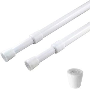AIJIEGUANG 2 Pack Curtain Rod Adjustable 28-43 Inches,5/8" Diameter, White,Small Short Expandable Spring Loaded Tension Rods For Window, Bathroom, Cupboard,Kitchen AIJIEGUANG 2 Pack Curtain Rod Adjustable 28-43 Inches,5/8" Diameter, White,Small Short Expandable Spring Loaded Tension Rods For Window, Bathroom, Cupboard,Kitchen