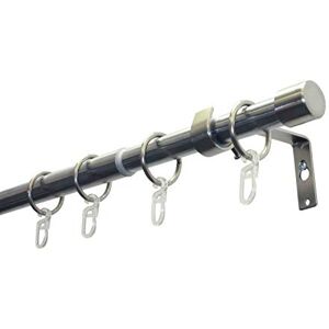 Gardinia Cap Curtain Pole Set, 1 Track, Diameter 19/16 mm, Curtain Rod, Extendible on Both Sides, 120-190 cm, Stainless Steel Look Gardinia Cap Curtain Pole Set, 1 Track, Diameter 19/16 mm, Curtain Rod, Extendible on Both Sides, 120-190 cm, Stainless Steel Look