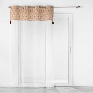 Douceur d'Intérieur , Samira Eyelet Curtain 140 x 240 cm Terracotta Sandblasted Voile with Polycotton Top 140 x 240 cm Douceur d'Intérieur , Samira Eyelet Curtain 140 x 240 cm Terracotta Sandblasted Voile with Polycotton Top 140 x 240 cm