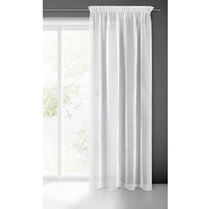 Eurofirany LUCY Voile Curtain, Sheer Curtain with Rufflette Tape 1 Unit, Bedroom, Living Room, Kitchen, White, 140x270 cm Eurofirany LUCY Voile Curtain, Sheer Curtain with Rufflette Tape 1 Unit, Bedroom, Living Room, Kitchen, White, 140x270 cm