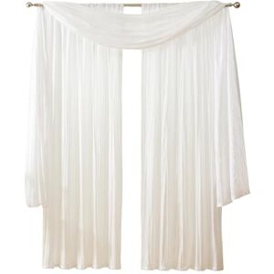 Elrene Home Fashions Faux Silk Light Filtering Window Curtain Set and Scarf, 52" x 95", White, Fabric, 52"x95" (2 Panels) & 1 Valance Elrene Home Fashions Faux Silk Light Filtering Window Curtain Set and Scarf, 52" x 95", White, Fabric, 52"x95" (2 Panels) & 1 Valance