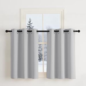NICETOWN Kitchen Curtains, Set of 2, H 90 x W 107 cm, Net Curtains, Opaque Curtains, Short Window Curtains, Light Grey, Blackout Curtains with Eyelets, Short Curtain, Modern Thermal Curtains, H 90 x W NICETOWN Kitchen Curtains, Set of 2, H 90 x W 107 cm, Net Curtains, Opaque Curtains, Short Window Curtains, Light Grey, Blackout Curtains with Eyelets, Short Curtain, Modern Thermal Curtains, H 90 x W