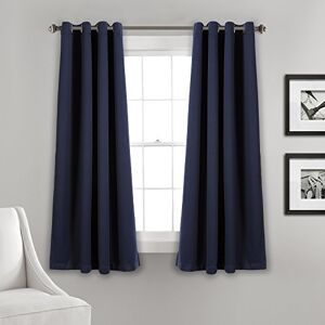 Lush Decor Insulated Grommet Blackout Curtains Panel Pair, 52" W x 63" L, Navy Lush Decor Insulated Grommet Blackout Curtains Panel Pair, 52" W x 63" L, Navy