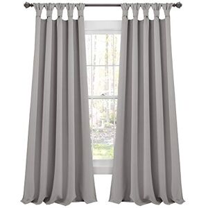 Lush Decor , Light Gray Insulated Knotted Tab Top Blackout Window Curtain Panel Pair, 84" x 52", 84 in x 52 Lush Decor , Light Gray Insulated Knotted Tab Top Blackout Window Curtain Panel Pair, 84" x 52", 84 in x 52
