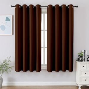 CUCRAF Brown Blackout Curtains 45 inch Length 2 Panels Set, Room Darkening Drapes for Living Room Bedroom, Thermal Insulated Light Blocking Grommet Window Curtain (W52 x L45 Inch) CUCRAF Brown Blackout Curtains 45 inch Length 2 Panels Set, Room Darkening Drapes for Living Room Bedroom, Thermal Insulated Light Blocking Grommet Window Curtain (W52 x L45 Inch)