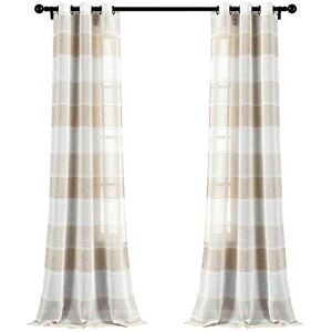 Lush Decor Beige Textured Striped Grommet Sheer Window Curtain Panel Pair (84" x 38"), 84" x 38 Lush Decor Beige Textured Striped Grommet Sheer Window Curtain Panel Pair (84" x 38"), 84" x 38