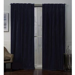 Luxe Exclusive Home Curtains Velvet Pinch Pleat Top Panel Pair, Navy Blue, 27x96, 2 Piece Luxe Exclusive Home Curtains Velvet Pinch Pleat Top Panel Pair, Navy Blue, 27x96, 2 Piece
