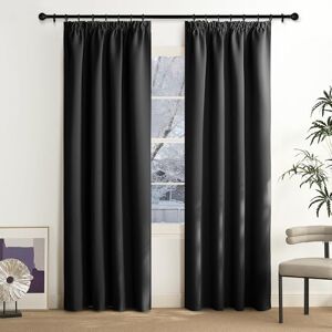 NICETOWN Blackout Curtains, Black Curtains, 200 cm Long, Opaque Curtain, Ruffle Tape, Living Room, Blackout Curtain Rail, Thermal Curtain, Heat Protection, Set of 2, 200 x 140 cm (H x W) NICETOWN Blackout Curtains, Black Curtains, 200 cm Long, Opaque Curtain, Ruffle Tape, Living Room, Blackout Curtain Rail, Thermal Curtain, Heat Protection, Set of 2, 200 x 140 cm (H x W)