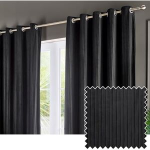 Paoletti Corinthian Velvet Eyelet Curtain Pair Black 117x137cm Paoletti Corinthian Velvet Eyelet Curtain Pair Black 117x137cm