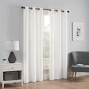 Eclipse Microfiber Total Privacy Blackout Thermal Grommet Window Curtain for Bedroom (1 Panel), 42 in x 84 in, White Eclipse Microfiber Total Privacy Blackout Thermal Grommet Window Curtain for Bedroom (1 Panel), 42 in x 84 in, White