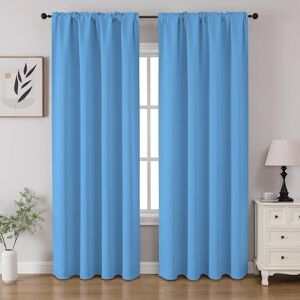 CUCRAF Light Blue Blackout Curtains 84 inch Length 2 Panels Set, Rod Pocket Room Darkening Drapes for Bedroom Living Room, Insulated Thermal Light Blocking Window Curtain (W52 x L84 Inch) CUCRAF Light Blue Blackout Curtains 84 inch Length 2 Panels Set, Rod Pocket Room Darkening Drapes for Bedroom Living Room, Insulated Thermal Light Blocking Window Curtain (W52 x L84 Inch)