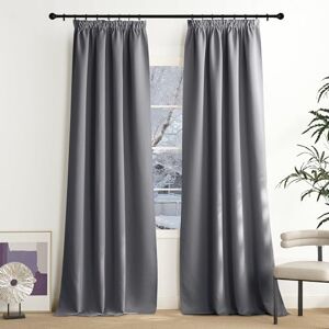 NICETOWN Grey Curtains 240 cm Long Thermal Curtain Heat Protection Ruffle Tape Opaque Curtains Living Room 240 x 140 cm (H x W) Blackout Curtains for Living Room NICETOWN Grey Curtains 240 cm Long Thermal Curtain Heat Protection Ruffle Tape Opaque Curtains Living Room 240 x 140 cm (H x W) Blackout Curtains for Living Room