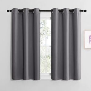 NICETOWN Opaque Short Curtains, Grey, Set of 2, H 120 x W 107 cm, Blackout Curtains with Eyelets, Window Curtains, Modern Panel Curtains, 120 cm Thermal Curtains, H 120 x W 107 cm NICETOWN Opaque Short Curtains, Grey, Set of 2, H 120 x W 107 cm, Blackout Curtains with Eyelets, Window Curtains, Modern Panel Curtains, 120 cm Thermal Curtains, H 120 x W 107 cm