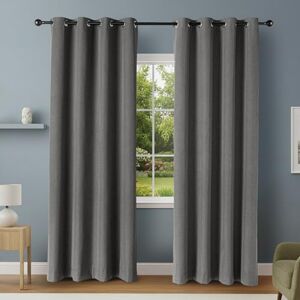 Amazon Basics 100% Blackout Eyelet Curtains, 2 Panels, 132 x 244 cm, Black Amazon Basics 100% Blackout Eyelet Curtains, 2 Panels, 132 x 244 cm, Black