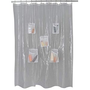 Bath Bliss 70" x 72" Heavyweight PEVA Shower Liner with 5 Mesh Pockets, for Storage, Tech, Tablets, iPads, Space-Saving, Clear, 70 Inches x 72 Inches Bath Bliss 70" x 72" Heavyweight PEVA Shower Liner with 5 Mesh Pockets, for Storage, Tech, Tablets, iPads, Space-Saving, Clear, 70 Inches x 72 Inches