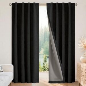 Joydeco 100% Blackout Curtains 72 inches Long Black Curtains Linen Drapes 2 Panels Set Burg for Bedroom Living Room Black Out Darkening Curtain Thermal Insulated Back tab Rod Pocket(37x72inch,Black) Joydeco 100% Blackout Curtains 72 inches Long Black Curtains Linen Drapes 2 Panels Set Burg for Bedroom Living Room Black Out Darkening Curtain Thermal Insulated Back tab Rod Pocket(37x72inch,Black)