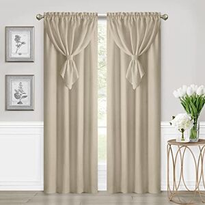 ACHIM Allegra Window Curtain Panel with Attached Teardrop-Style Valance 42 Inch Width, 84 Inch Length, 2-inch Rod Pocket Taupe Ultra-Soft Light Filtering Fabric & Machine Washable Home Decor ACHIM Allegra Window Curtain Panel with Attached Teardrop-Style Valance 42 Inch Width, 84 Inch Length, 2-inch Rod Pocket Taupe Ultra-Soft Light Filtering Fabric & Machine Washable Home Decor