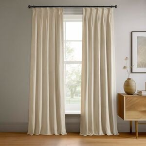 HPD Half Price Drapes Velvet Blackout Curtains/Drapes 96 Inches Long 1 Panel Blackout Curtain Signature Pleated for Living Room & Bedroom 25W X 96L, Ecru HPD Half Price Drapes Velvet Blackout Curtains/Drapes 96 Inches Long 1 Panel Blackout Curtain Signature Pleated for Living Room & Bedroom 25W X 96L, Ecru