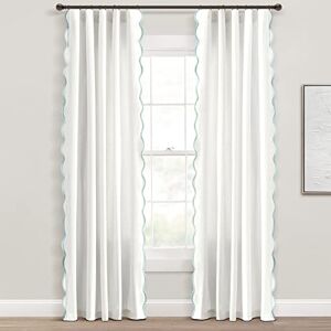 Lush Decor Coastal Chic Scallop Edge Window Curtain Panel Pair, 52" W x 84" L, Blush & Off-White Lush Decor Coastal Chic Scallop Edge Window Curtain Panel Pair, 52" W x 84" L, Blush & Off-White