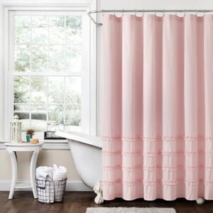 Lush Decor Vintage Stripe Yarn Dyed Cotton Shower Curtain, 72" x 72", Pink Lush Decor Vintage Stripe Yarn Dyed Cotton Shower Curtain, 72" x 72", Pink