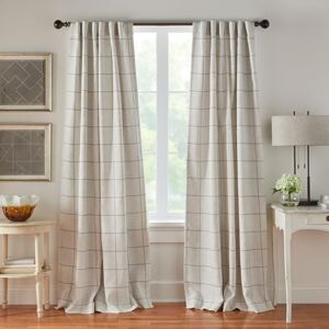 Elrene Home Fashions Windowpane Plaid Grid Blackout Window Curtain Panels/Drapes for Living, Bedroom, Dining Room, Linen, Grey, 52 in x 95 in Elrene Home Fashions Windowpane Plaid Grid Blackout Window Curtain Panels/Drapes for Living, Bedroom, Dining Room, Linen, Grey, 52 in x 95 in