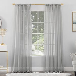 No. 918 Mallory Sheer Rod Pocket Curtain Panel, 59" x 96", Silver No. 918 Mallory Sheer Rod Pocket Curtain Panel, 59" x 96", Silver
