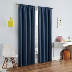 Eclipse Modern Blackout Thermal Rod Pocket Window Curtain for Bedroom or Living Room (1 Panel), Polyester, Denim, 42 in x 63 in Eclipse Modern Blackout Thermal Rod Pocket Window Curtain for Bedroom or Living Room (1 Panel), Polyester, Denim, 42 in x 63 in