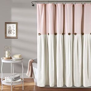 Lush Decor Linen Button Shower Curtain, Cotton Blend, Blush & White, 72" W x 72" L (Pack of 1) Lush Decor Linen Button Shower Curtain, Cotton Blend, Blush & White, 72" W x 72" L (Pack of 1)