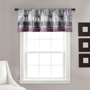 Lush Decor Night Sky Valance, Single, 52" W x 18" L, Purple & Gray Sequin Curtain Sparkle & Color Block Kitchen Curtain Valance Modern Glam Decor Bathroom Or Kitchen Valance For Windows Lush Decor Night Sky Valance, Single, 52" W x 18" L, Purple & Gray Sequin Curtain Sparkle & Color Block Kitchen Curtain Valance Modern Glam Decor Bathroom Or Kitchen Valance For Windows
