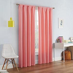 Eclipse Modern Blackout Thermal Rod Pocket Window Curtain for Bedroom or Living Room (1 Panel), Fabric, Coral, 42 in x 95 in Eclipse Modern Blackout Thermal Rod Pocket Window Curtain for Bedroom or Living Room (1 Panel), Fabric, Coral, 42 in x 95 in